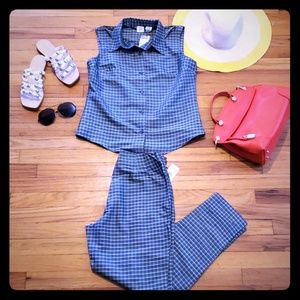 Silk Plaid high waist pants